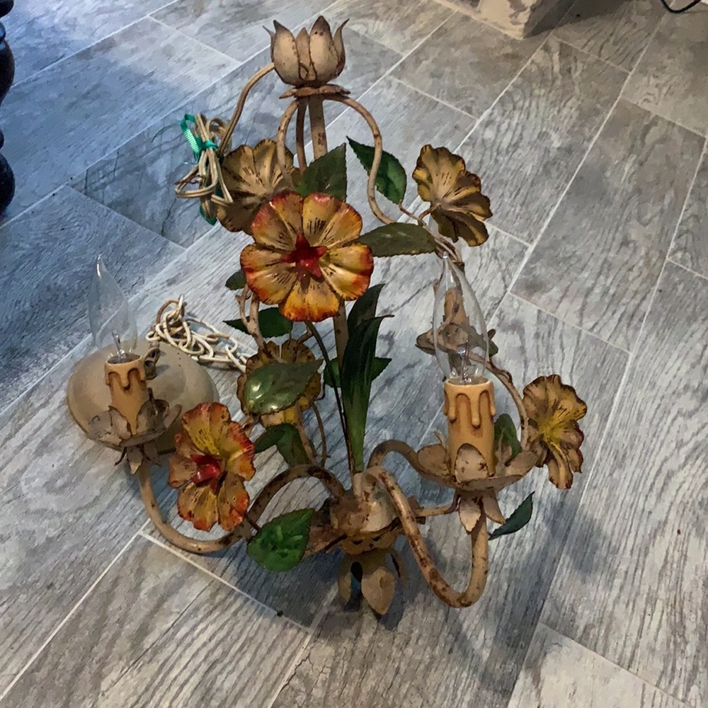Vintage Floral rewired chandelier